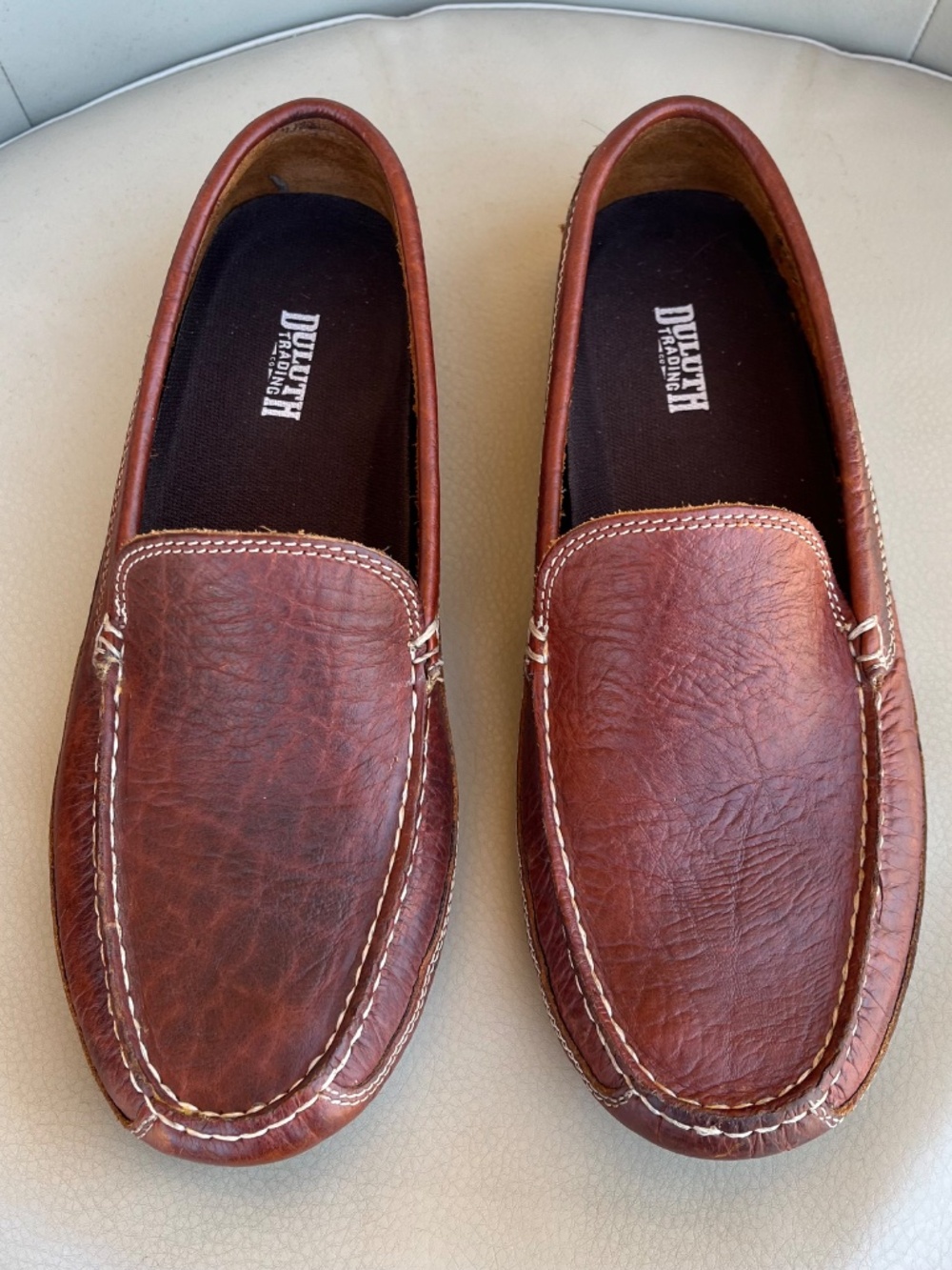 Duluth Trading Company Bison Leather Loafers Driving Moccasins Shoes 10W Brown